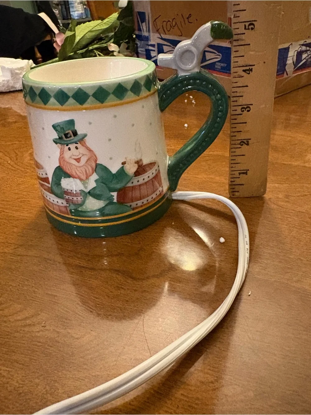 Vintage Holiday Leprechaun Ceramic Mug - Green